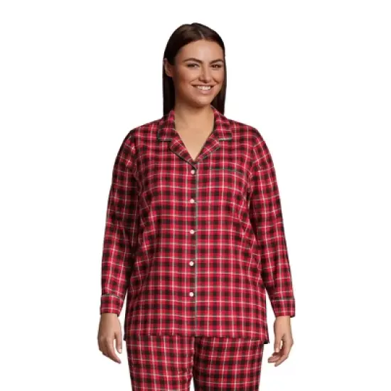 Lands' End Women's Long Sleeve Print Flannel Pajama Top image {5}