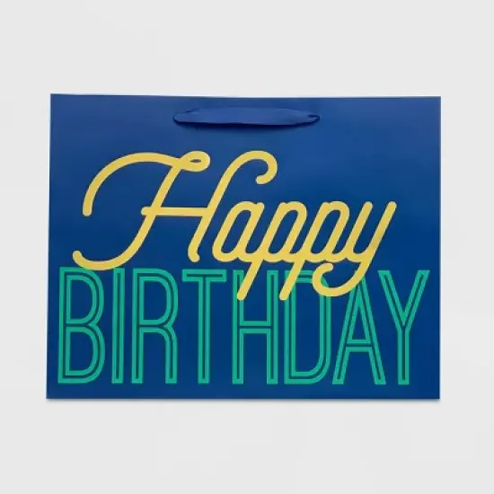 Vogue 'Happy Birthday' Bag Navy - Spritz&trade;: Large Blue Paper Gift Bag, Solid Typography, 10x12.75x5 image {1}