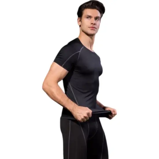 Anna-Kaci Active Men's Compression Short Sleeve Athletic T-Shirt with Moisture-Wicking Stretch Fabric for Training and Workouts image {3}