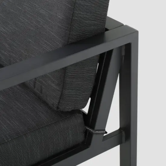 Navan 12pc Aluminum Sectional Sofa Seating Set Black/Dark Gray - Christopher Knight Home image {3}