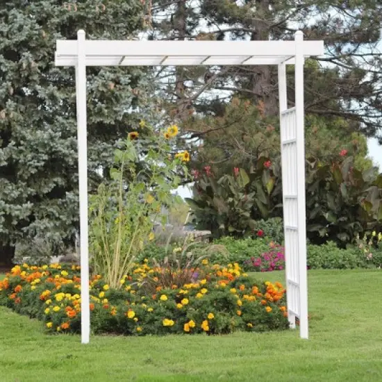 Dura-Trel Bakersfield 28 by 72 by 82 Inch Heavy Duty Weather Stabilized PVC Vinyl Outdoor Garden Arbor with Ground Anchors, White image {3}