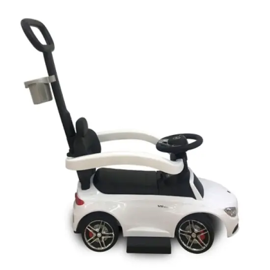 Best Ride on Cars Mercedes C63 3-in-1 Multifunctional Ride On Push Car with Removable Stroller Bar, Handle Bar, and Expandable Footrest, White image {3}