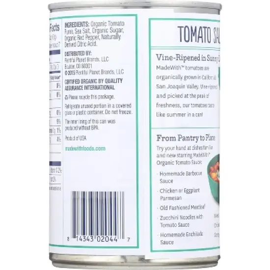 Made With Organic Tomato Sauce - Case of 12/15 oz image {2}