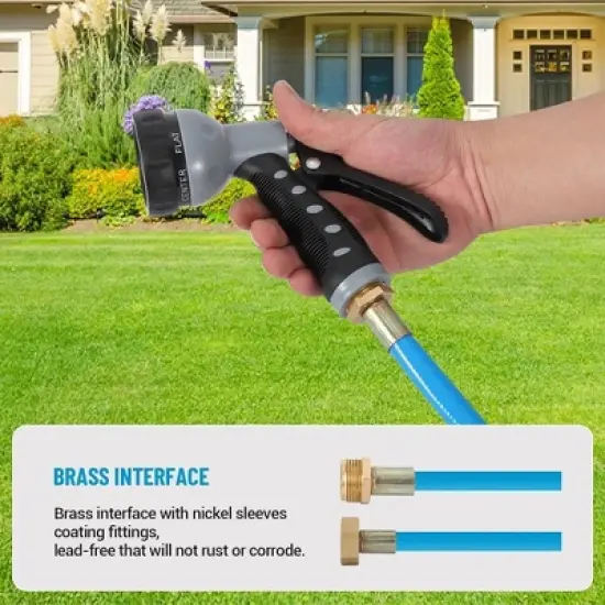 Retractable Garden Hose Reel 5/8 inch x 65 ft Wall Mount With 9-Pattern Nozzle image {5}