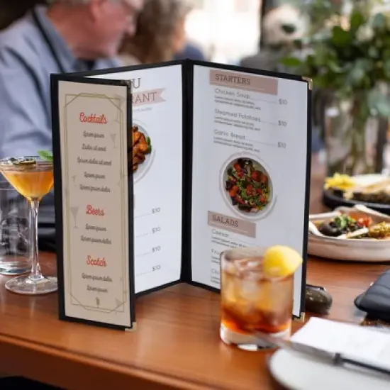 WeChef 30 Pcs Menu Covers 8.5x14" 2 Page 4 View & 4.25x14" Half Page Wine List image {8}