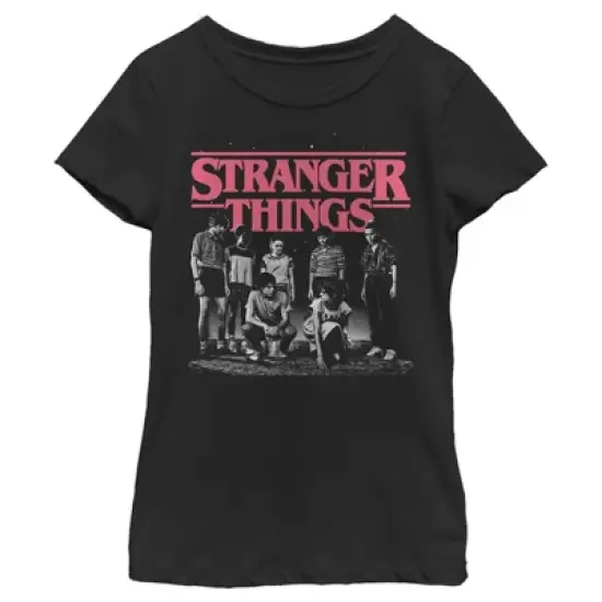 Girl's Stranger Things Title Logo Faded T-Shirt image {3}