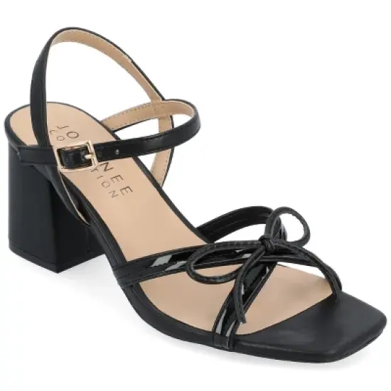 Journee Collection Womens Issmia Two Tone Covered Block Heel Multi Strap Sandals image {9}