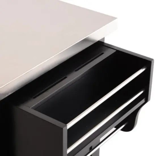 HOMCOM Rolling Kitchen Island Utility Trolley, Storage Cart on Wheels With Drawer, Spice Rack, Black image {6}