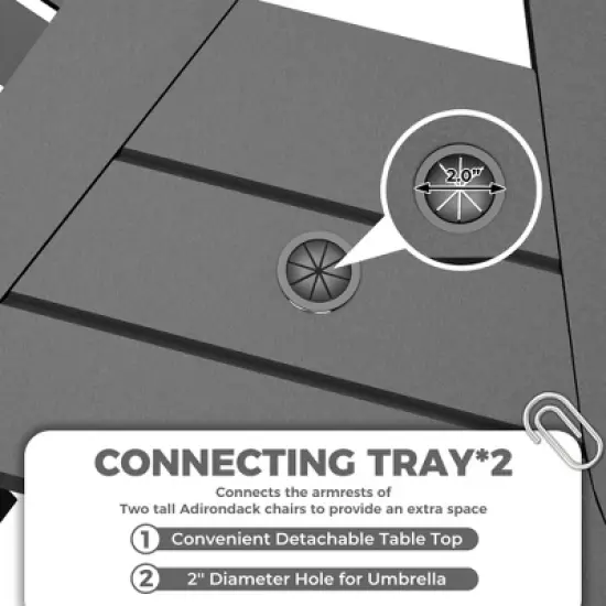 Patio HDPE Adirondack Chairs, Outdoor Tall Seating, for Deck, Balcony, Backyard, Patio Bar Stool Chair, Gray image {6}