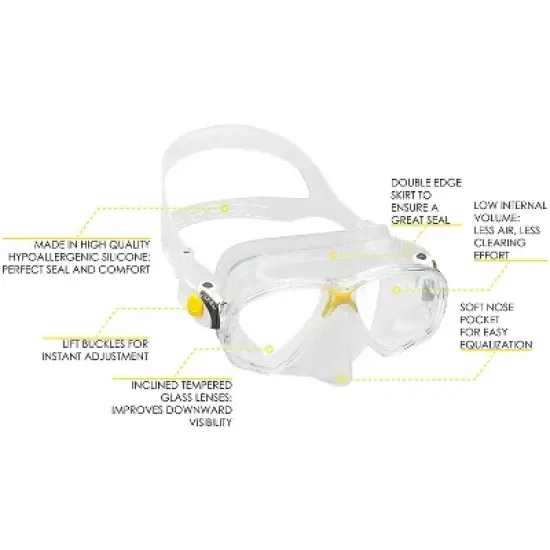 Cressi Marea Adult Small Inner Volume Mask for Scuba, Snorkeling image {1}