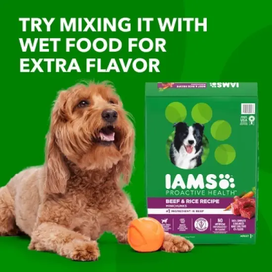 IAMS Proactive Health Minichunks Beef and Rice Flavor Recipe Adult Dry Dog Food - 15lbs image {6}
