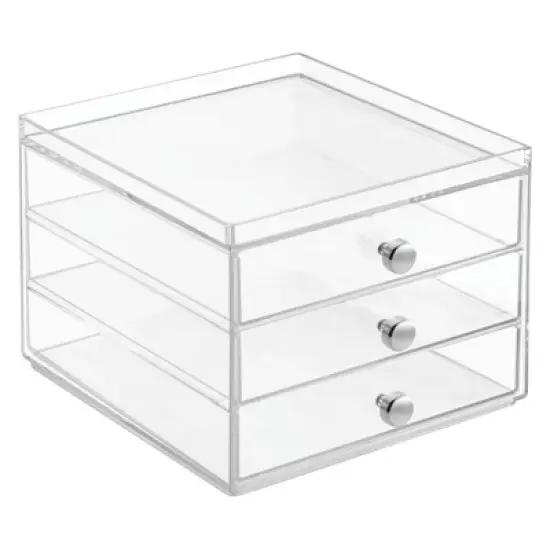 iDESIGN Plastic Slim 3-Drawer Desk Organization Set Clear: Desk Organizer Drawers for Art & Stationery, 7" x 6.5" x 5" image {6}