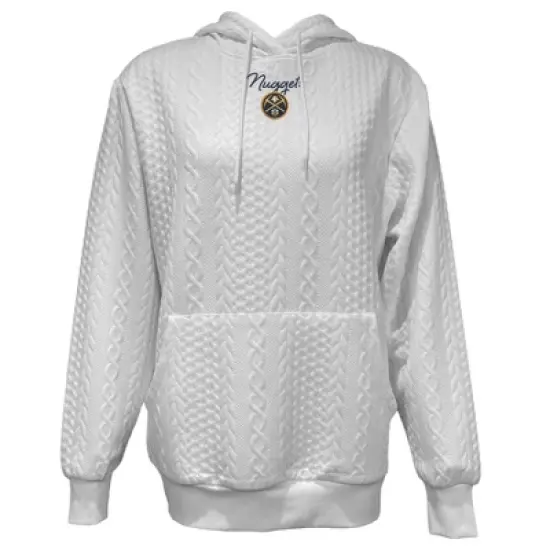 NBA Denver Nuggets Women's Long Sleeve Crusive Textured White Hooded Sweatshirt image {4}