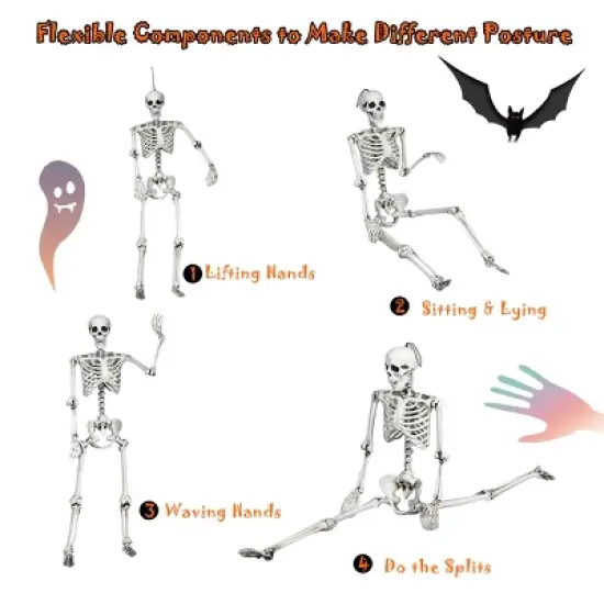 Costway Halloween Skeleton Life Size Realistic Full Body Hanging with Movable Joints image {6}