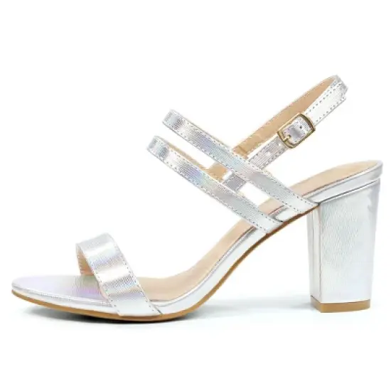 Allegra K Women's Slingback Block Heel Ankle Strap Sandals image {6}