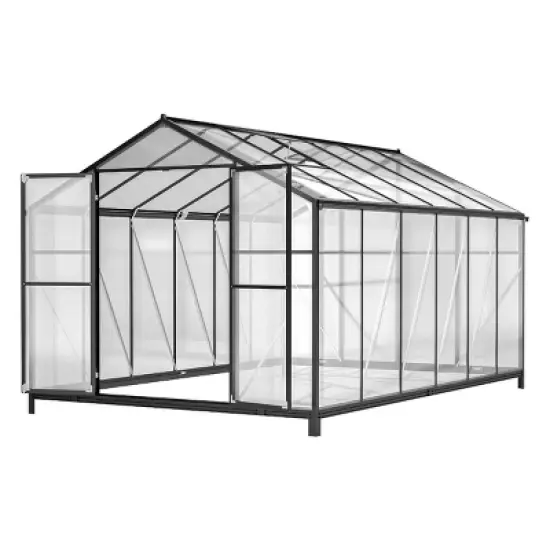 Outdoor 6x8 FT Greenhouse, Aluminum Large Walk-in Greenhouse, Polycarbonate Greenhouse with Quick Setup Structure and Roof Vent-Coolbibila image {3}