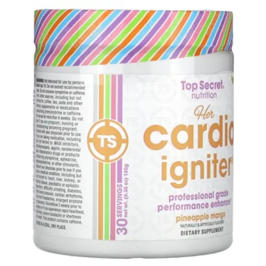 Top Secret Nutrition Her Cardio Igniter,  Professional Grade Performance Enhancer, Pineapple Mango, 6.35 oz (180 g) image {3}