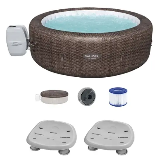 Bestway Coleman St Moritz AirJet Inflatable Hot Tub with EnergySense Cover and 2-Pack of SaluSpa Underwater Non-Slip Spa Seat with Adjustable Legs image {6}