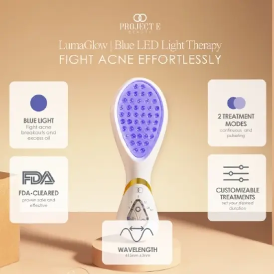 Project E Beauty LumaGlow Blue Light Therapy For Acne | Acne Light Therapy For Face | Blue Light Acne Treatment Device | Spot Scars Remove | Facial image {4}