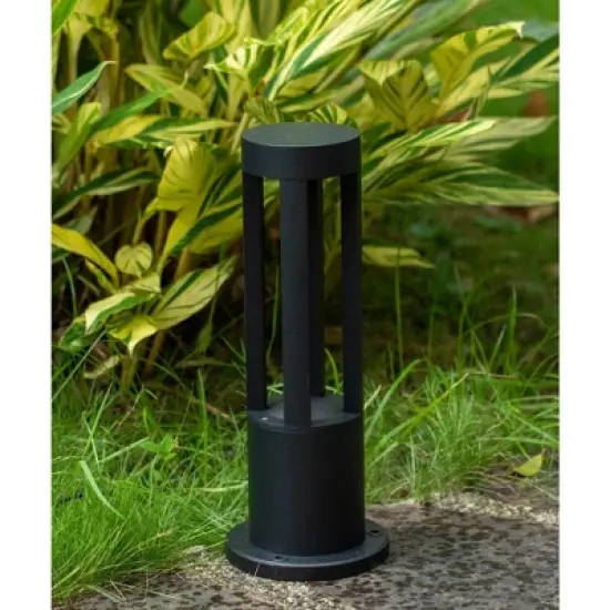 Round Black LED Garden Aluminum Light, Gardenized Decorative Outdoor Bollard Light for Garden, Pathway, and Driveway image {5}