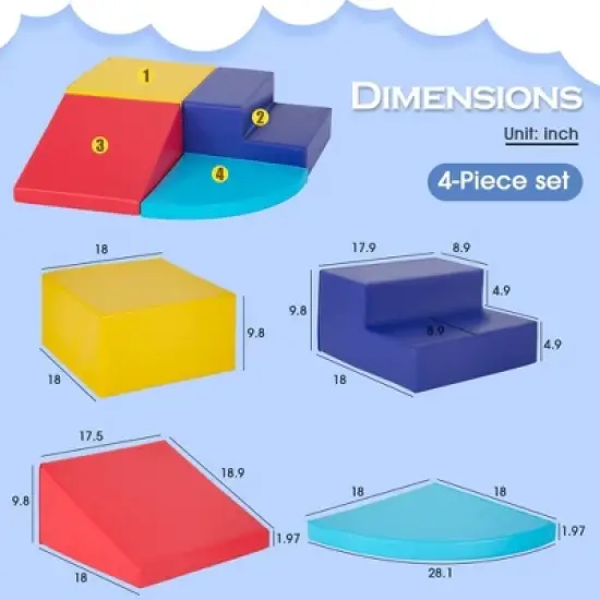 4-Piece Set Climbing Toys for Toddlers 1-3 and Climb Foam Play Set Babies Foam Blocks Toddler Climbing Toys for Crawling Climbing and Sliding image {5}