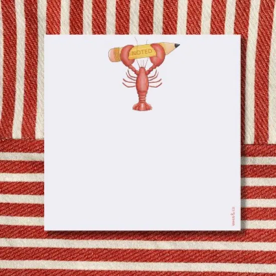 Noted Lobstah Lobster 6" x 6" Square Notepad by Ramus & Co (100 Heavyweight Tear-Off Sheets) image {3}