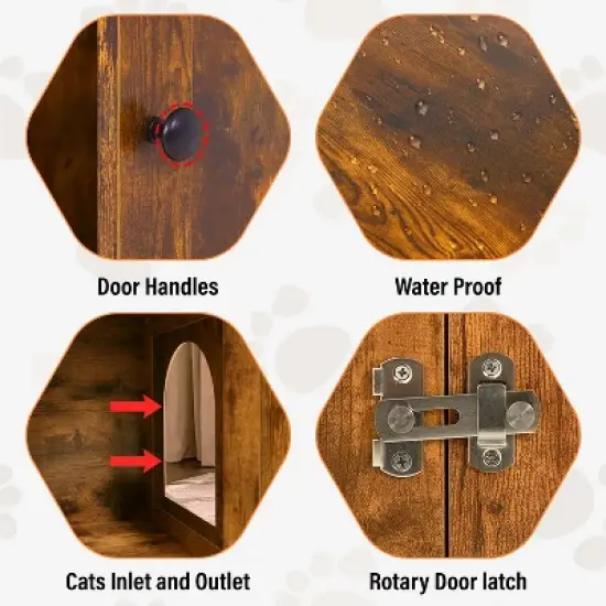 BestMassage Cat Litter Box Enclosure Wooden Pet Cat House End Table with Removable Divider, Brown image {4}