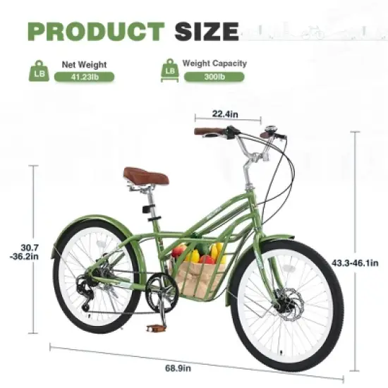 Gulches Adult Commuter Bike 24 Inch, Steel Frame, Shimano 6-Speed, Double Disc Brakes, Multiple Colors, Comfort-Commuter Hybrid image {3}