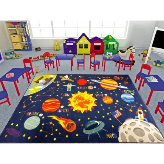 KC CUBS Boy & Girl Kids Outer Space Solar System Planets Educational Learning & Game Play Area Nursery Bedroom Classroom Rug Carpet image {3}