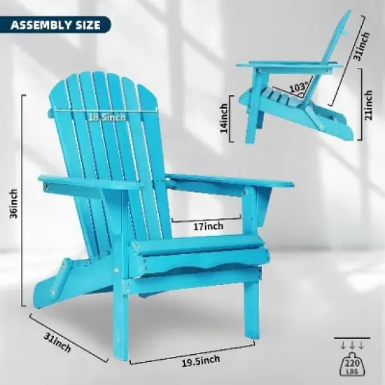 CAVINAS 2-Piece Premium Hemlock Wood Outdoor Folding  Adirondack Chair, Garden Outdoor Chair, Portable Chairs for Adults, Outdoor Folding Chairs image {3}