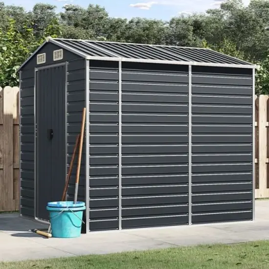 vidaXL Garden Shed Galvanized Steel - Anthracite 75.2 x 84.6 x 78 in image {1}
