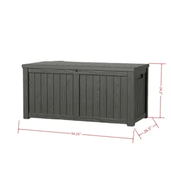 DSVIMOY Deck Boxes, 2-Piece 120 Gal Outdoor Storage Deck Box, Small Patio Storage Bin for Garden Tools, Black, 54.25"*26.5"*24.2" image {2}