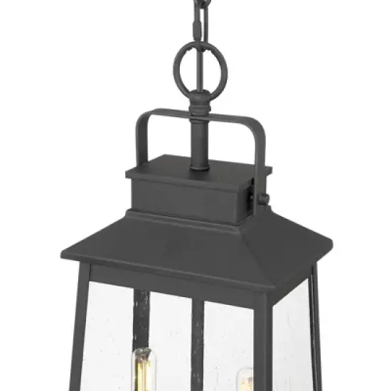 John Timberland Jubliee 19 1/4" High Modern Outdoor Pendant Light Fixture Ceiling Porch House Exterior 2-Light Hanging Black Metal Clear Glass Shade image {2}