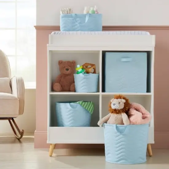 Quilted Fabric Diaper Caddy - Blue - Cloud Island&trade; image {1}