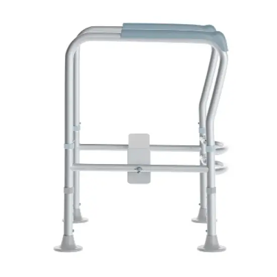 Emma and Oliver Ramsey Toilet Safety Rail for the Elderly with Height Adjustable Silver Steel Frame, Gray Padded Handles and Suction Cup Feet image {3}