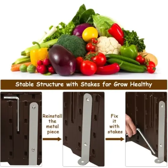 Costway 4 Pcs 48.5'' Raised Garden Bed Square Plant Box Planter Flower Vegetable Brown image {7}