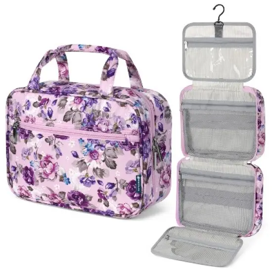 PAVILIA Hanging Toiletry Bag Travel Women Men, Foldable Cosmetic Organizer, Water Resistant Makeup Accessories Essentials Kit image {12}