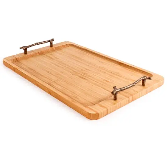 BergHOFF Bamboo Tray with wrought Iron Handles, 15.5" image {2}