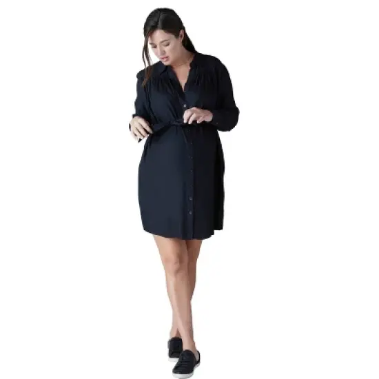 Ingrid & Isabel Maternity Belted Drape Shirt Dress image {3}