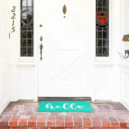 Natural Coco Coir Door Mat 17"x30", Hello Welcome Front Doormat Non Slip Rug for Home Indoor Outdoor Entrance image {1}