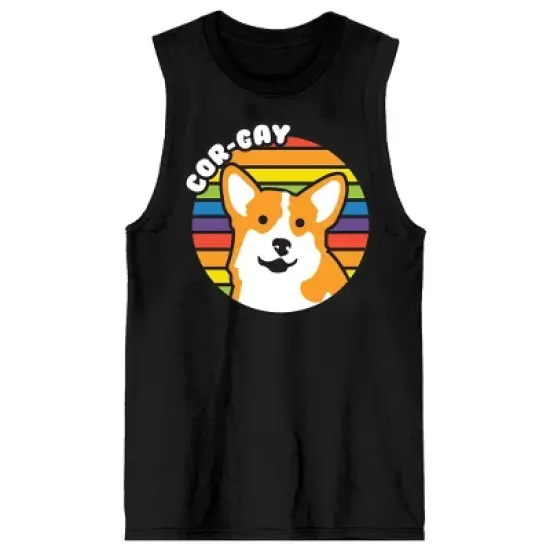 Cor-Gay Dog Crew Neck Sleeveless Men's Black Tank Top image {3}