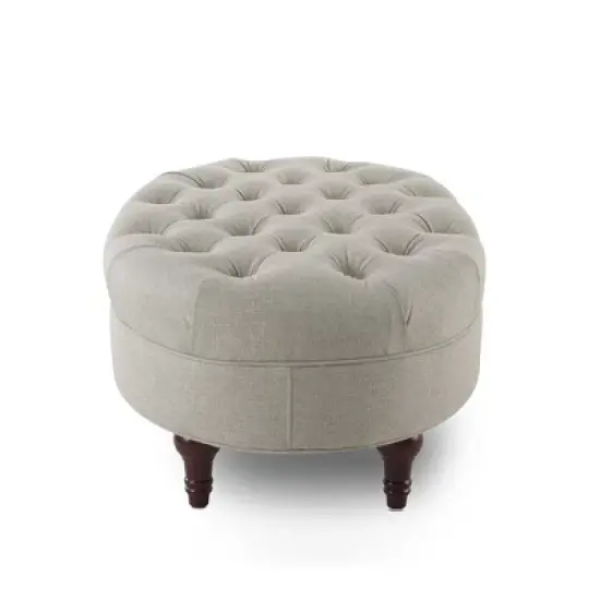 Jennifer Taylor Home Petra Tufted Oval Accent Bench, Taupe Polyester image {1}