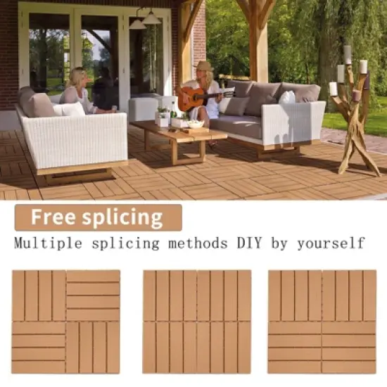 Plastic Interlocking Deck Tiles, 12.00"x12.00" (Pack of 44), for Patio, Outdoor Waterproof, All Weather image {7}