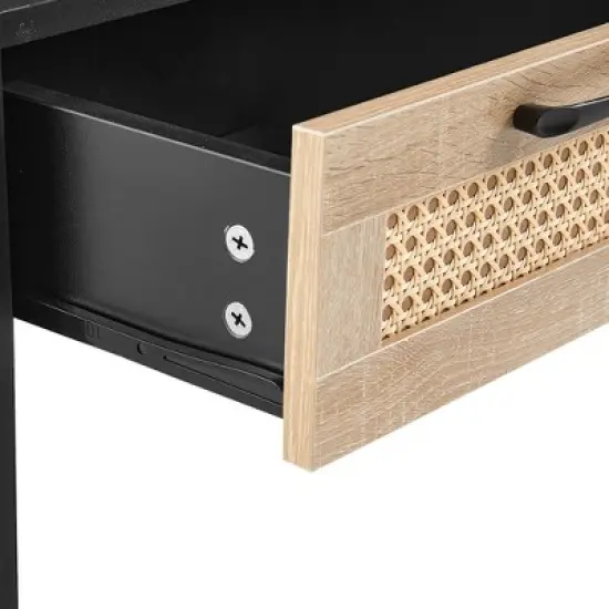 15.75" Rattan Night Stands With Drawer Bedside End Table For Small Space image {3}