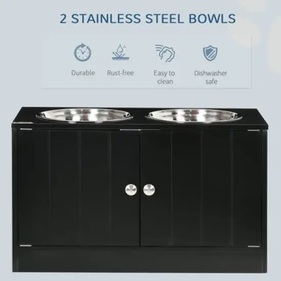Gulches Magnetic-Door Dog Food Storage Cabinet & Feeding Station - Black image {2}