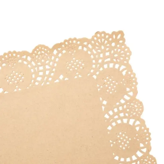 Juvale 100-Pack Brown Rectangle Disposable Placemats - Lace Paper Doilies for Wedding Table, Thanksgiving, Party, 15.5x12 In image {2}