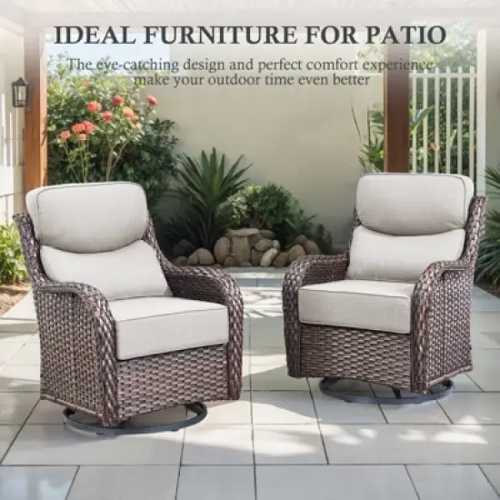 Belord Patio Furniture Set with 6-INCH Extra Thick Cushion, 5 Pieces Outdoor Patio Furniture Set with Swivel Chairs, Sofa Couch, and Firepit Table image {7}