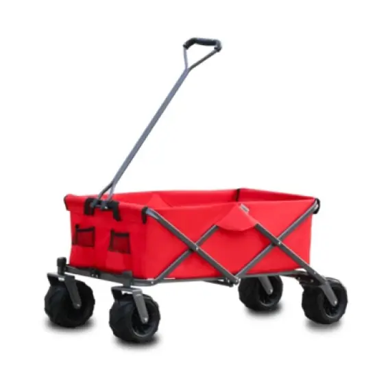 FURNIinspire Outdoor Serving Carts Park Garden Cart Tool Customized Color Folding Camping Trolley Outdoor Picnic Beach Wagon, Red, 37.8"*21.2"*34.45" image {5}