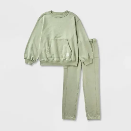 Boys' Adaptive French Terry Top & Bottom Set - Cat & Jack&trade; Olive Green image {4}