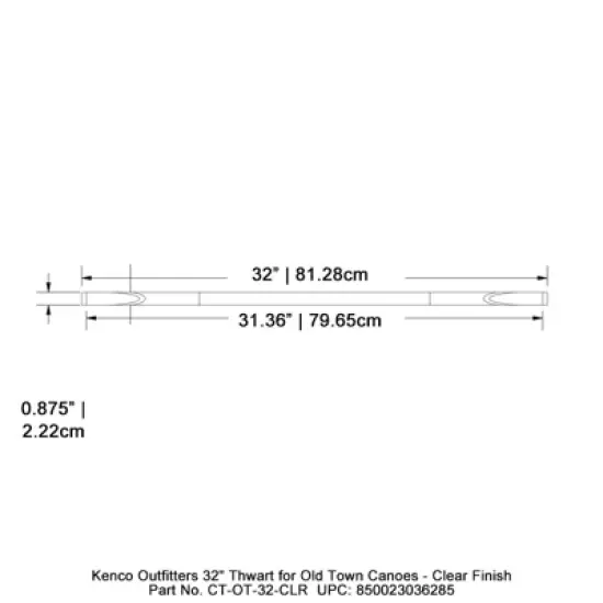 Kenco Outfitters 32" Thwart for Old Town Canoes - Clear Finish image {3}